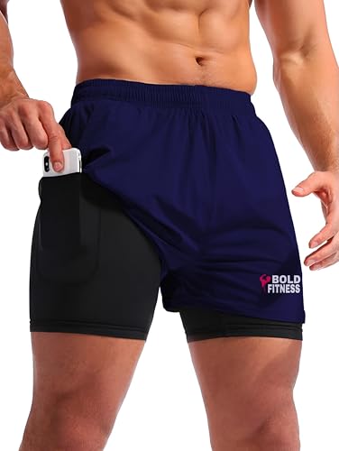 Image of 2 in 1 Active Dual Shorts with Inner Tights Layer | Men's Double Layer Short for Running, Gym & Sports