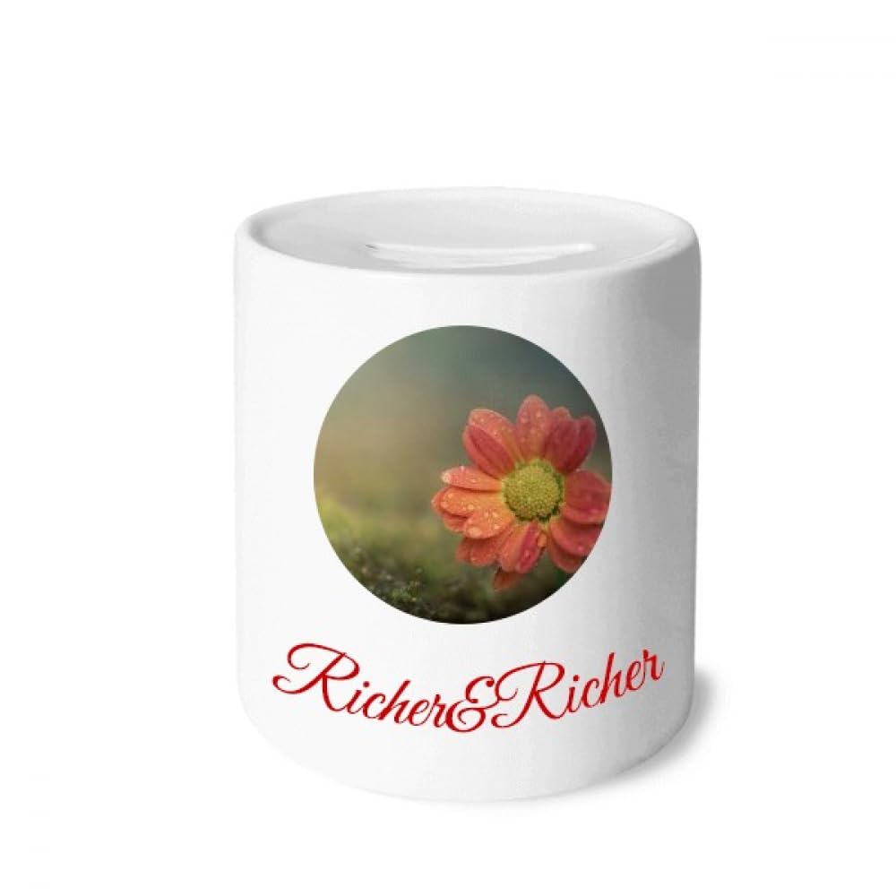 Tirelire rouge foncé avec fleurs riches objet déco et boîte économies