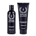 ZEUS Beard Wash & Beard Conditioner Set with Green Tea for Men, Soften, Hydrates & Moisturizes - MADE IN USA (Verbena Lime)