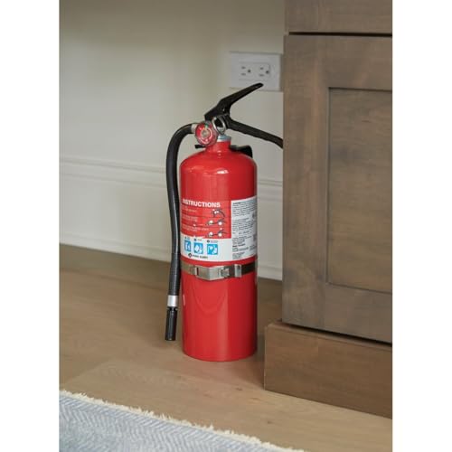 FIRST ALERT PRO5 Rechargeable Heavy Duty Fire Extinguisher, UL RATED 3-A:40-B:C, Red, 1-Pack