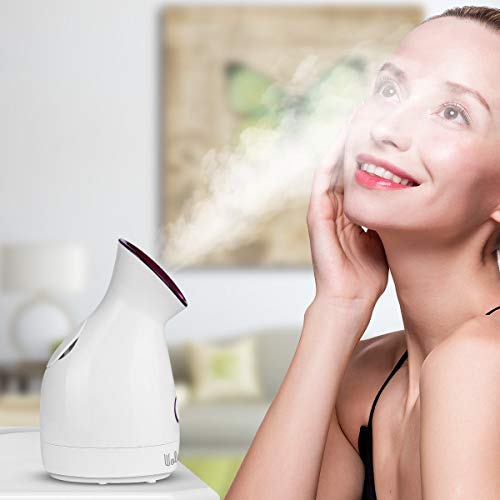 Nano Ionic Face Steamer, Wolady 3 in 1 Home Sauna SPA Facial Warm Mist Humidifier Steamer with Stainless Steel Skin Kit for Pores Cleanse Clear Blackheads Acne Impurities Skin Cares (Pink)