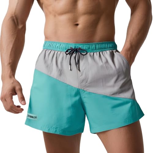 YINYOUYU Men's Swim Trunks Beach Shorts Quick Dry Bathing Suits Swimwear Swimming Board Shorts with Pockets
