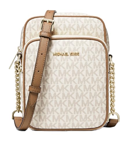 Michael Michael Kors Jet Set Travel Medium Logo Crossbody Bag Bundle with PLD Travel Messemger bag (Vanilla)
