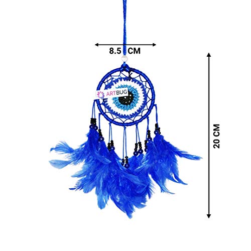 Dream Catcher Stainless Steel Ashvah Evil Eye Dreamcatcher Dashboard Hanging For Car, Decorative Showpiece For Decoration For Good Vibes, Postive Energy & Protection, Small/Mini 3 In (Car Evil Eye)