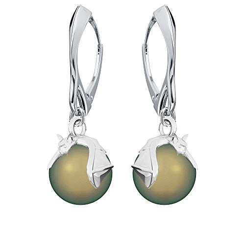Ohrringe Silber 925 Hängend - mit Anhänger von Perlen - Wählen Sie Ohrringe Hängend - elegante und moderne Schmuck für Sie - Wetten Sie Auf Silber Ohrringe Damen - Fledermaus (Iridescent Green) thumbnail