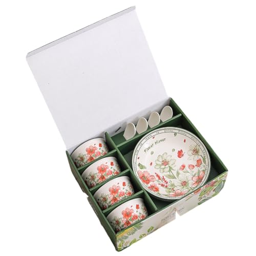 Henlutuo Premium Ceramic Dinnerware set, Elegant Blossoms Floral Pattern, Hand-Painted Design, Microwave Safe, Stain Resistant Dinnerware, Perfect for Wedding Housewarming Corporate Gifts