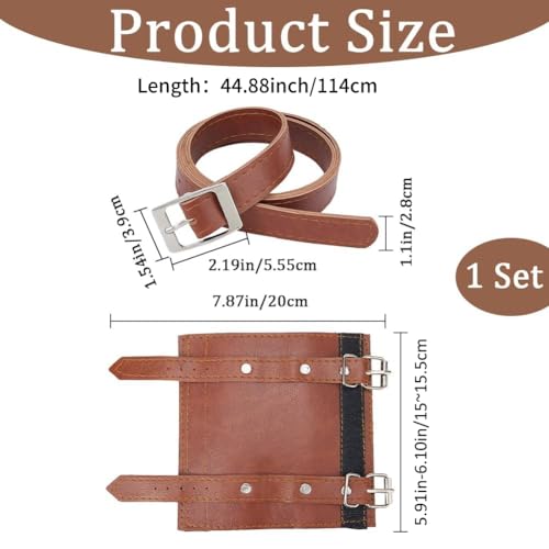 Image of GORGECRAFT Medieval Sword Dagger Frog Holster Adjustable Leather Sword Belt Viking Rapier Scabbard Holder Two-Buckle Waist PU Leather Sheath Clip Ring Carry Case for Halloween Assassin, Saddle Brown