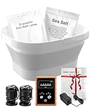 Ionic Foot Bath Detox Machine,Foot Detox Foot Bath Soak Tub with 2 Arrays,80 Disposable Foot Bath Liners,Detox Sea Salt,Folding Foot Spa Bucket,Home Salon-Level Foot Soaking Tub