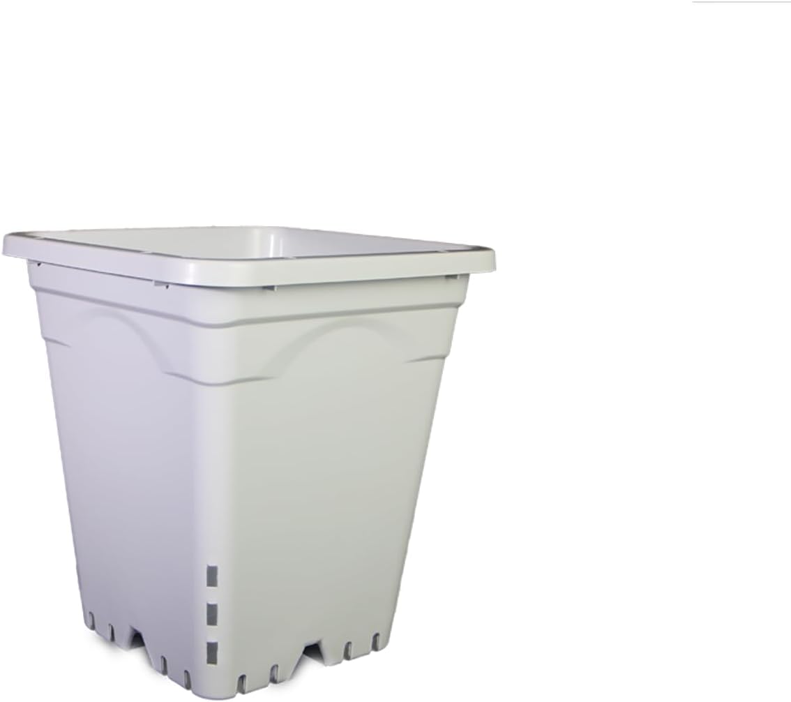Grayish-White Square Pot Light-Blocking Plastic Planter with Hanging Holes, Hydroponic Side Holes Pot (24, 9"x 9")