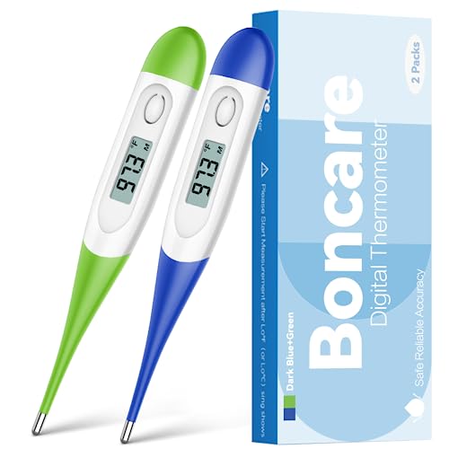 Image of Boncare Rectal Thermometer for Baby 2 Packs (Dark Blue+Green) | Digital Thermometer with 10 Seconds Fast Reading