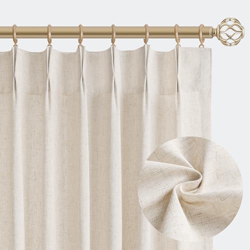 Aersas Linen Pinch Pleated Curtains 84 Inch Length 2 Panels Set f...