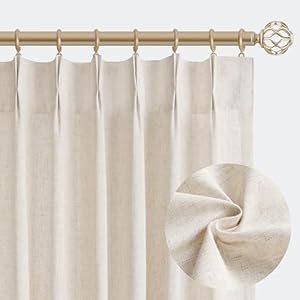 Natural Pinch Pleated Linen Curtain...