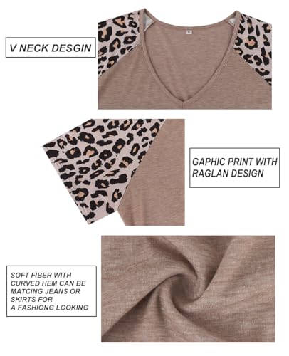 Image of CARCOS Plus Size Tops for Women Short Sleeve Raglan Striped Tee Color Block Crewneck /V Neck Tunic Loose Fit Summer XL-5XL