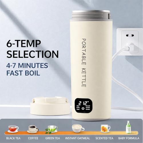 Tetera eléctrica portátil 0.45L acero inoxidable con control temperatura miniatura 2
