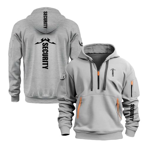 FBWZSAG Felpe con Cappuccio da Uomo Maglie A Maniche Lunghe per S.EC.URI.TY Maglioni Mezza Cerniera Comode-QHS||x_l