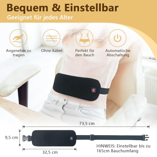 AROMA SEASON Wärmegürtel BASIC, Perioden Menstruations Wärmegürtel, Heizgürtel To Go mit 6h Akku für Bauch/Rücken/Lenden | Elektrisches Heizkissen mit Abschaltautomatik
