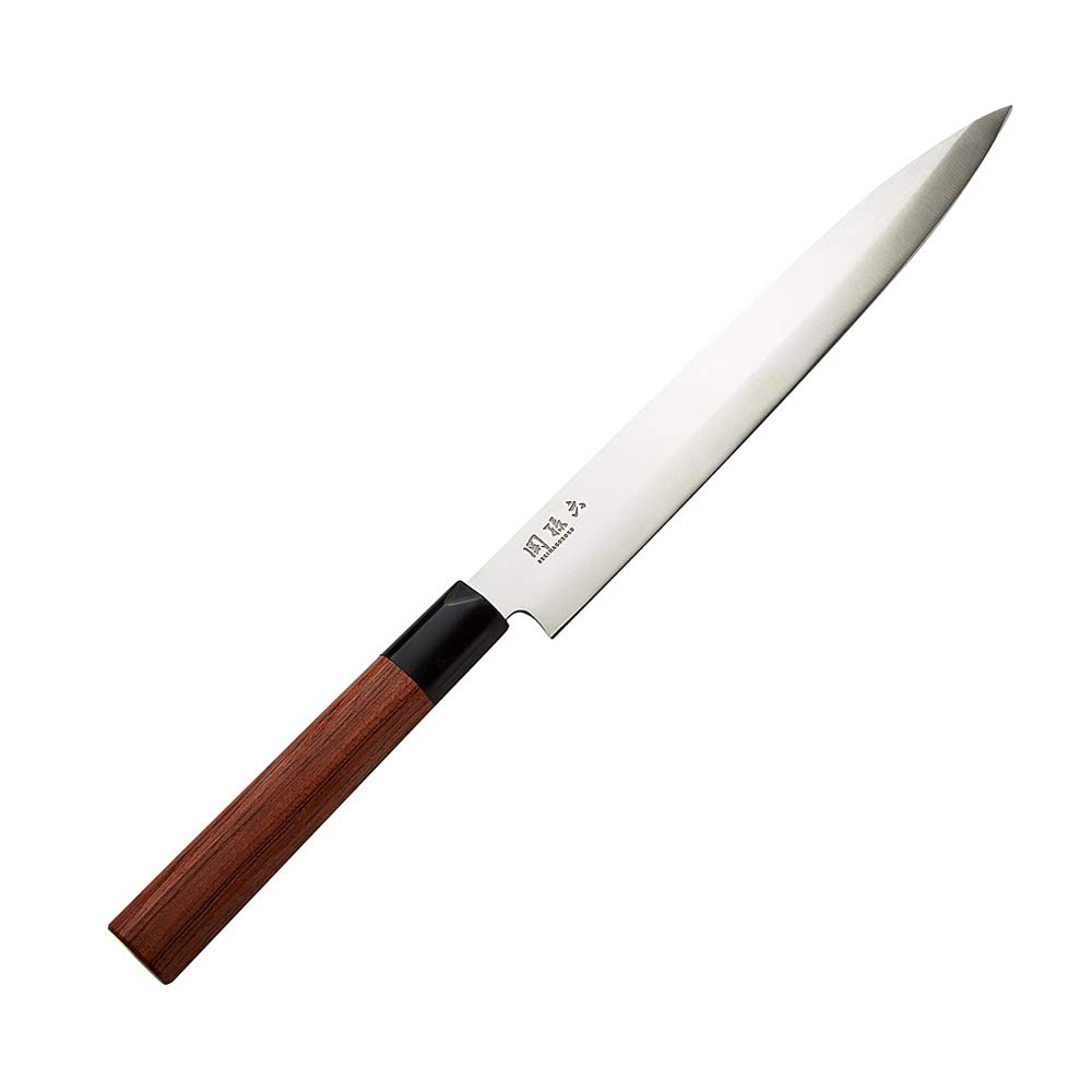 KAI Seki Magoroku Yanagiba en bois de séquoia 21,0 cm - acier inoxydable au carbone 1K6 avec 57 (±1) HRC - lame polie brillante - manche en pakkawood de séquoia - fabriqué à la main au Japon
