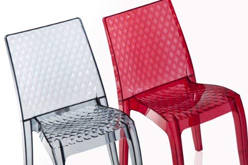 Grandsoleil S6319TRRR Upon Hypnotic-Sedia impilabile in policarbonato Trasparente, 54 x 50 x 84 cm, Colore: Rosso Rubino