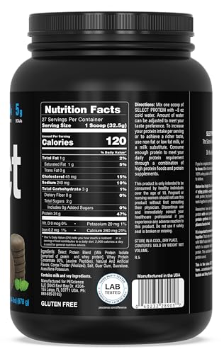 Image of PEScience Select Protein Powder, Whey and Casein Blend, Lean Protein Powder for Women and Men, Low Calorie, Low Carb, Keto Friendly, Gluten Free, Chocolate Mint Cookie - 27 Servings