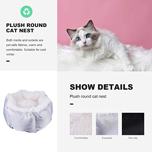 Popetpop almofada de dormir para gatos de inverno redonda para gatos e cães pequenos (cinza claro)