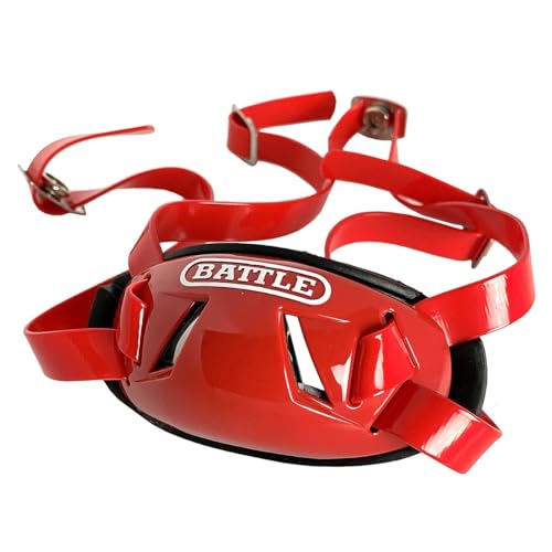 Battle Sports Shell Football Chin Strap - Durable Shell Provides Maximum Protection Football Helmet Chin Strap with Reinforced Adjustable Strap for Fit - Youth Red