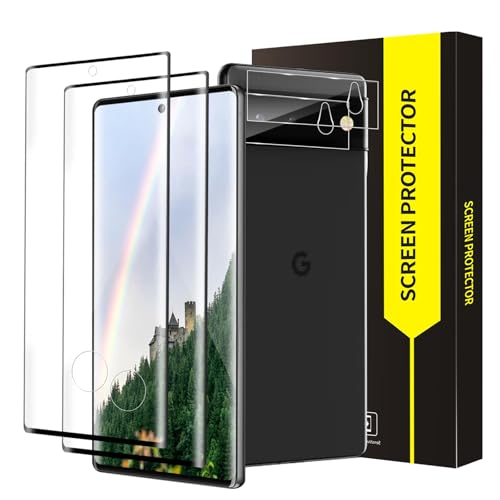Cable Leader 2+2 Stück Schutzfolie für Panzerglas für Google Pixel 6 Pro 5G 3D-Volle Bedeckung Fingerabdruck-ID 9H Härte Anti-Kratzen Ultra-Klar Kristallklar 0 Staub & Blasen Pixel 6 Pro 5G Folie