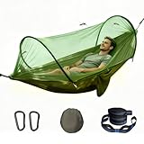 SilverChry Hamaca de Camping con Mosquitero,Senderismo (Verde Militar)