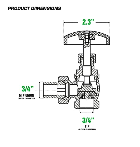 Image of Midline Valve 6I564-5 Steam Radiator Valve; Air Vent Temperature Control; 3 /4 in. FIP x Male Union; Brass (5 Pack), 0.75 Inch