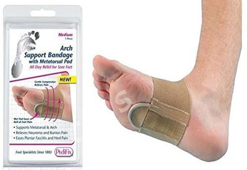 Image of PEDIFIX Arch Support Compression Bandage with Metatarsal Pad P6002 Relieves Neuroma Bunion Heel Pain Plantar Fasciitis (Small)