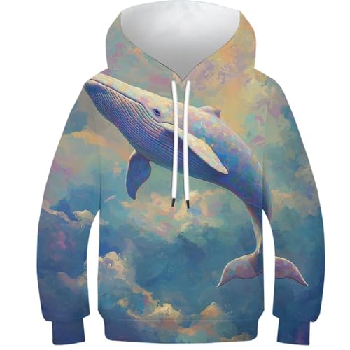 Sweat enfant motif baleine 3D chaud pour ado de 10-12 ans