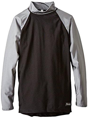 Aeroskin Nylon Long Sleeve Rash Guard with Color Accent, Black/Silver, Large