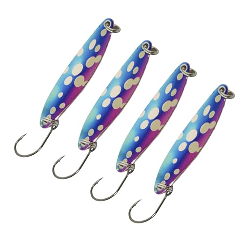 Keencatch Fishing Lures for Saltwater/Freshwater, Metal Trout Lures for Bass Walleye Pike, 5g Fishing Spoon with Single Hook(4pcs), Galaxy