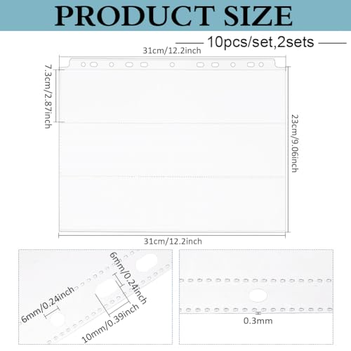 FINGERINSPIRE 20Pcs Award Ribbon Clear Pages Sheets Organizer 31x7.3cm Inner Diameter 3 Grids Swimming Gymnastics Track Organizer A4 Size PP Plastic Binder Inner Pages for Award Ribbon Storage - Image 2