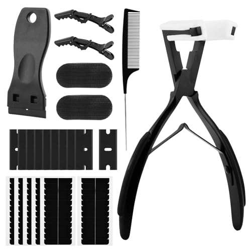 Tape in Hair Extension Tools Kit Professional Tape in Hair Sealing Pliers Flat Surface Hairs Extension Tools with Tape Remover Scraper Tool Hair Clips