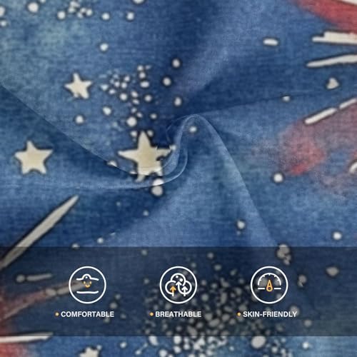 Boccsty Red Blue Stars Fireworks Boy Summer Shorts Sets Hawaiian Toddler Boys T-Shirt & Pants 2 Pcs 3T4