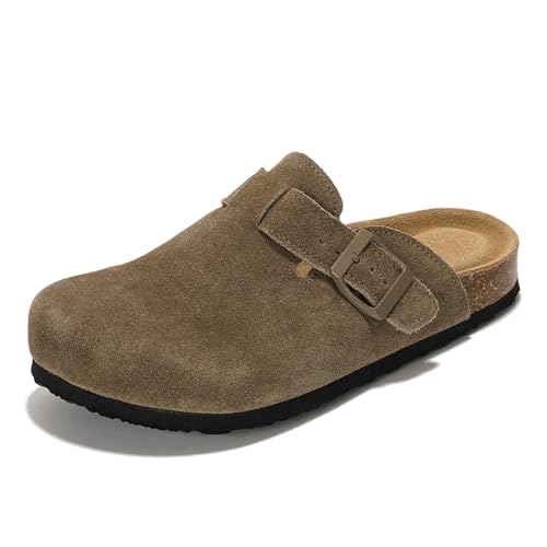 Image of Project Cloud 100% Genuine Leather Footbed Clogs for Women - Memory Foam Arch Support Slippers for Women - Trendy Slip-ons Women's Mules & Clogs Sandals