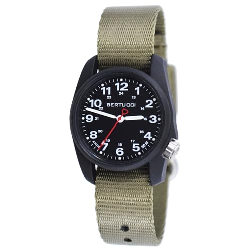 BERTUCCI® 36 mm Field Watch - A-1R Field Comfort™ - Black Dial, Field Drab Comfort-Webb™ Band