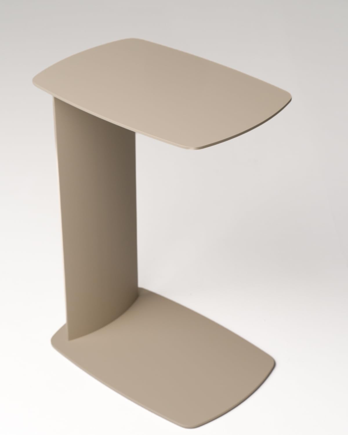 Beistelltisch Metall C-Form, pulverbeschichtet & wetterfest – Sofa Couch Tisch für Wohnzimmer, Balkon & Terrasse – Standby (Champagne Beige)