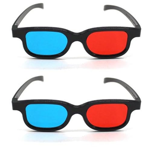 MVOLEGDE 2 Stück Rote Und Blaue 3D Brille,3D Brillen für Fernseher,Tragbare 3D-Brillen,für Filmen,Computerspiele,Lichtshows,Urlaubspartys, Heimkinos,Kinos(Rote Und Blaue)