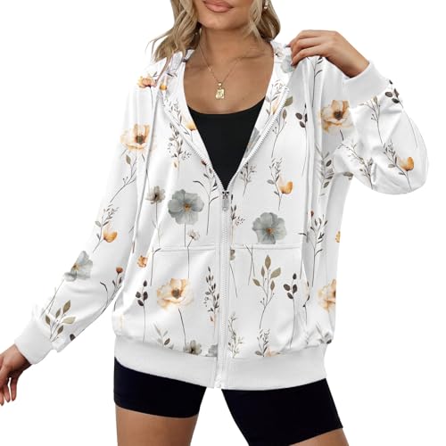 Sweat à capuche léger à fermeture éclair femme en coton fin avec poches