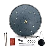 ModouString Stahlzungentrommel, 13 Zoll, 15 Noten, Regenspiel, Handpfanne mit Schlägeln & Tragetasche, Musikinstrument, Garten, Regentrommel für Erwachsene