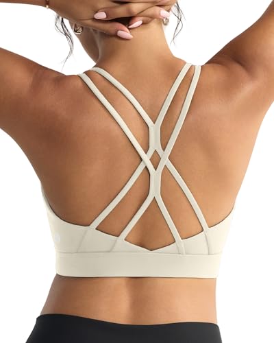 Image of RUNNING GIRL Sports Bras for Women,Strappy Crisscross Back Padded Low Impact Running Sports Bra with Removable Cups