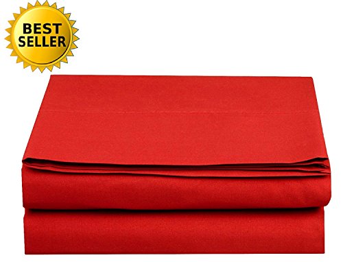 Luxury Flat Sheet on Amazon Elegant Comfort Wrinkle-Free 1500 Premier Hotel Quality 1-Piece Flat Sheet, California King Size, Red