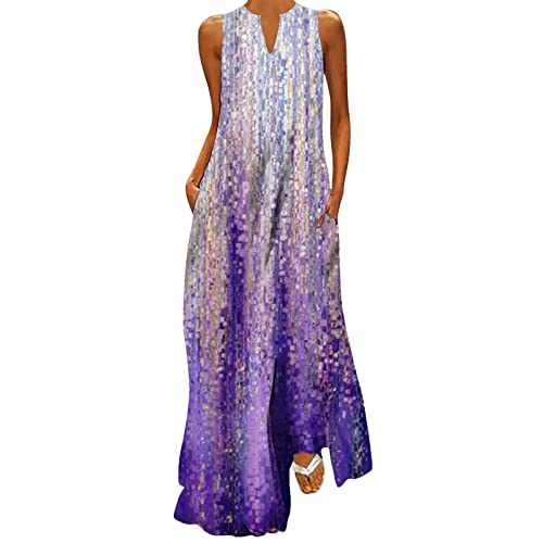Kleid Damen Maxikleid Freizeitkleid Gedruckt Mit Taschen Kleid Damen...