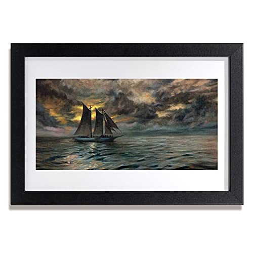 Cadre en MDF avec photo paysage bateau de mer affiche encadrée finition premium