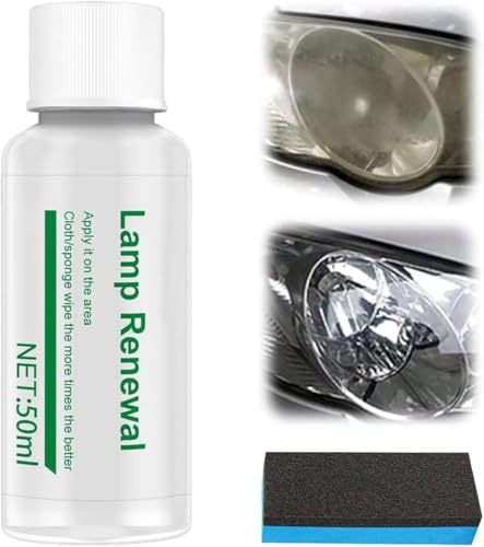 50ml Auto Long-Lasting Effective Headlight Repair Fluid, Automotive Headlight Restoration Kits, Car Headlight Cleaner, Headlight Lens Restore Polishing Kit with Sponge for Cars