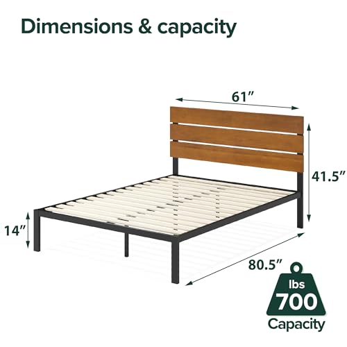 Image of ZINUS Paul Metal and Wood Platform Bed Frame / No Box Spring Needed / Wood Slat Support / Easy Assembly, Queen