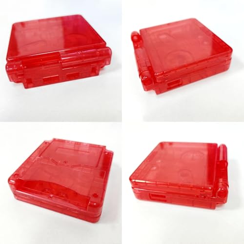 Image of Hzxkqmil Replacement Full Shell Case Kit for Gameboy Advance SP Console | Custom Transparent Housing DIY Clear Cover with Buttons Screws Repair Parts + Screwdrivers Tools for GBA SP (Clear Red)