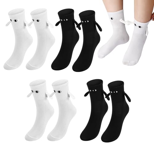 Partideal 4 Pairs Funny Magnetic Socks - Novelty Hand Holding Hands Friendship Mid Tube Magnet Socks