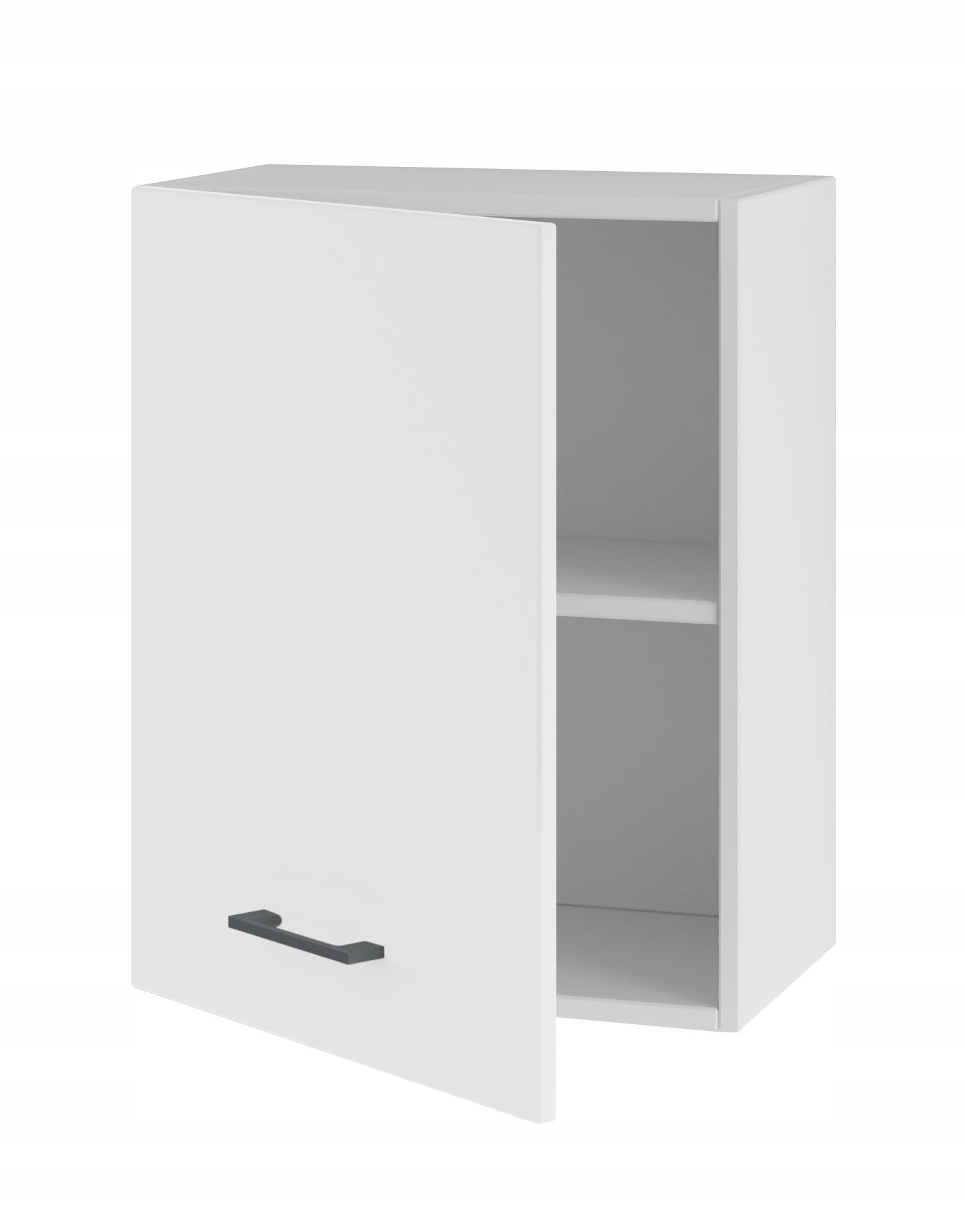 Hängendes Küchenregal mit Tür, 45 cm – Kompakte Oberschrank mit Stauraum - einfach zu montieren - Universalfront - Robustes Material - ideal für kleine und große Küchen (Weiß Matt)